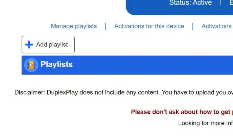 Lägg till spellista på duplex iptv-appen