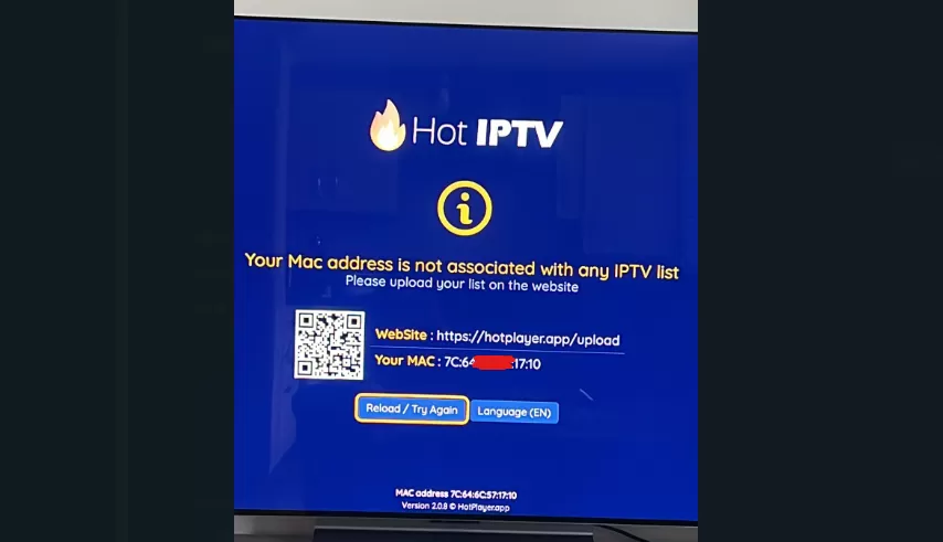 Mac-adress för en Smart TV i Hot IPTV-appen