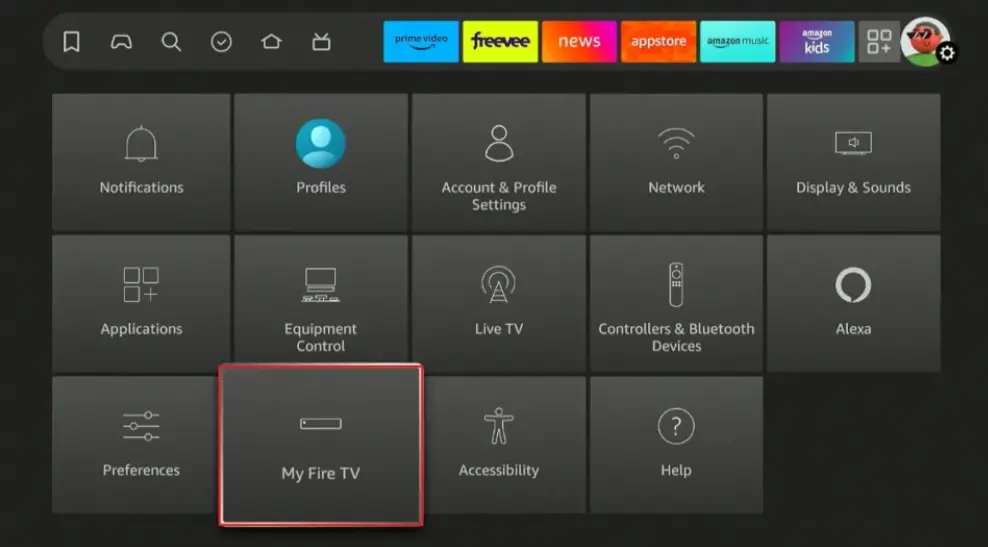 välj " my fire tv "