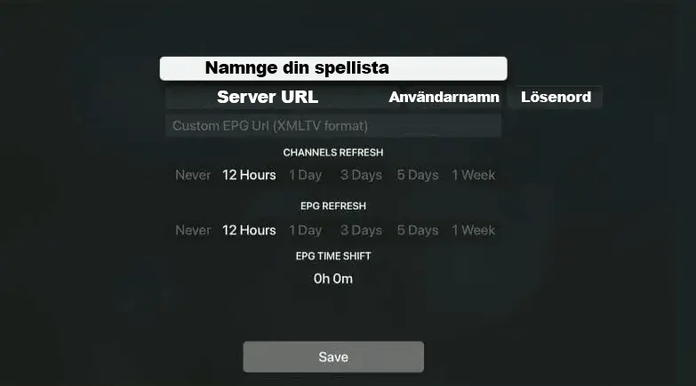 skriv korrekt våra IPTV nordic inloggningsuppgifter